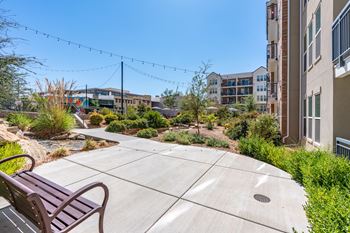 Bench in paved area